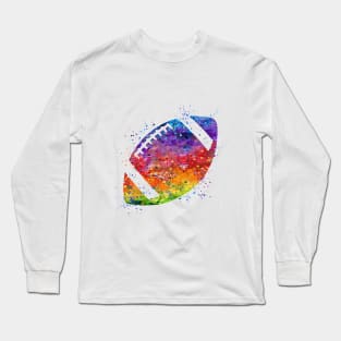 American Football Ball Colorful Watercolor Long Sleeve T-Shirt